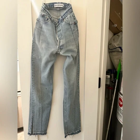 EB denim unravel original made with vintage Levi’s split hem jeans